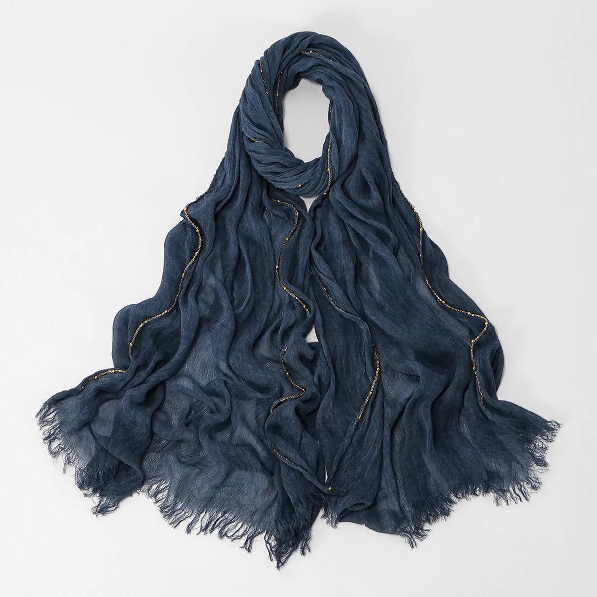 Fashion Crinkle Cotton Royan Hijab Scarf for Muslim Women Islamic Long Soft Shawls Wraps Short Tassel Bufanda Accessories