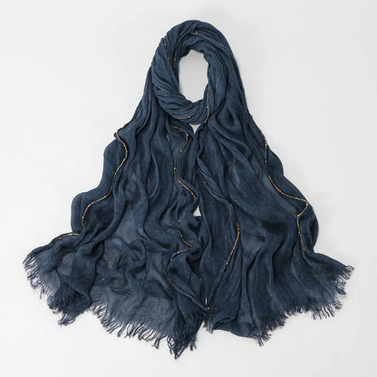 Fashion Crinkle Cotton Royan Hijab Scarf for Muslim Women Islamic Long Soft Shawls Wraps Short Tassel Bufanda Accessories
