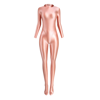 MJINM Spandex Catsuit Women Full Body Shiny Glossy Bodysuits Tight-Fitting Yoga Sport Tights Catsuit Jumpsuits Zentai
