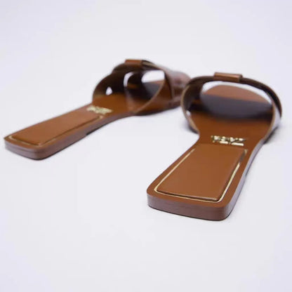 Flat Slippers Casual Shoes Woman 2026 Trend Luxury Summer Elegant Dresses Sandals Beach Designer House Round Toe Brand Bathroom
