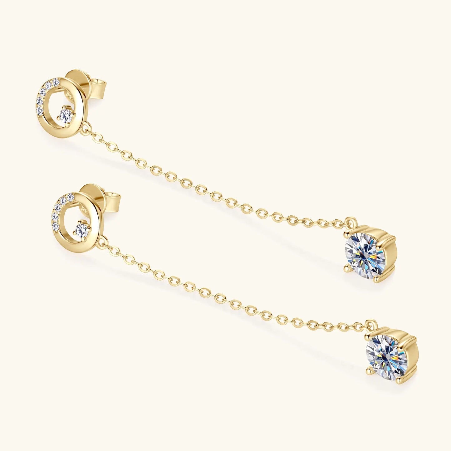 Sweetrain 1CT Moissanite Drop Earrings S925 Sterling Silver Long Tassel Dangle Earring for Women Wedding Jewelry Gifts with GRA