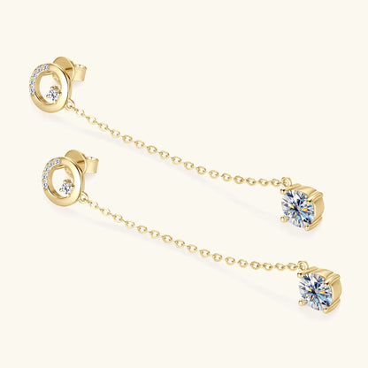Sweetrain 1CT Moissanite Drop Earrings S925 Sterling Silver Long Tassel Dangle Earring for Women Wedding Jewelry Gifts with GRA