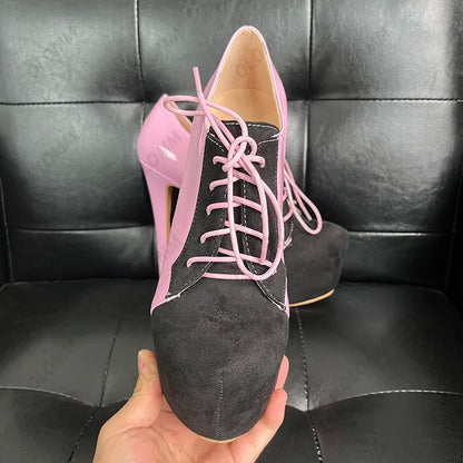 Olomm Handmade Women Pumps Sexy Stiletto Heels Round Toe Pretty Pink Party Shoes Ladies US Plus Size 5-20