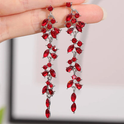 2 Pieces Of Women's Wheat Ear Long Tassel Full Diamond Earrings With A Retro Style, Popular On The Internet-4340