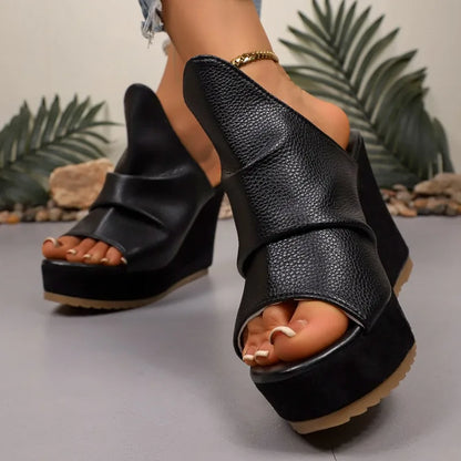 2026 New Women's Wedges Slippers Summer Thick Soled Luxury Shoes Super High Heels Fashion Open Toe Ladies Comfortable Slippers