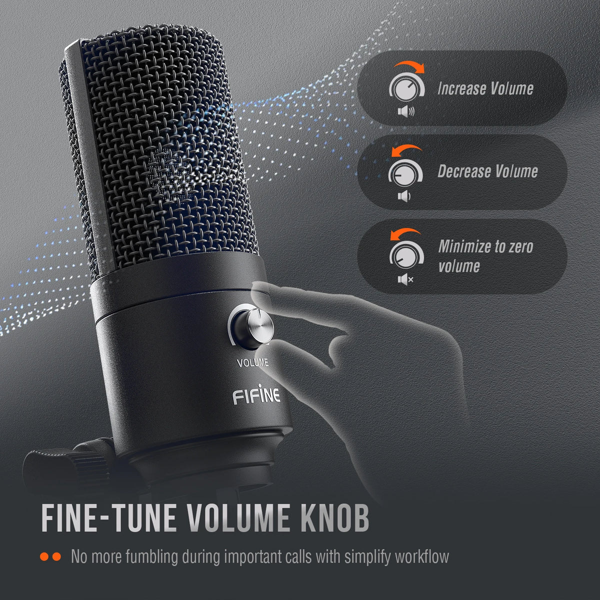 FIFINE Metal USB Condenser Microphone with Gain Knob,Newly Upgraded Detachable Dual-Joint Recording Mic for Laptop/PC-K669
