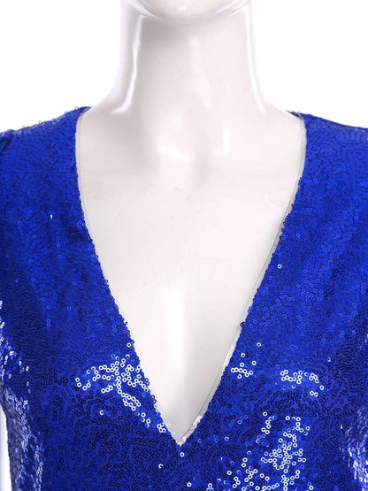 Women Hot V-neck Sequined Tassels Party Jumpsuits Fashion Romper Sparkly with Belt Music Festival Rave Disco Clubbing Costume