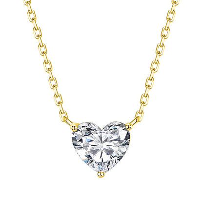 Certified 1-3Carat Heart Cut Moissanite Pendant Necklaces for Woman S925 Silver Plated 18k Gold Solitaire Lab Diamond Neckchain