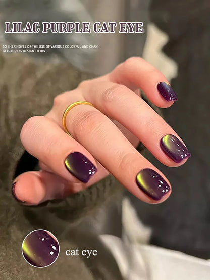 1-24pcs WS Romantic Purple Cat Eye Gel Nail Polish New Style Super Flash Versatile Whitening Purple Glass Bead Cat Nail Salon