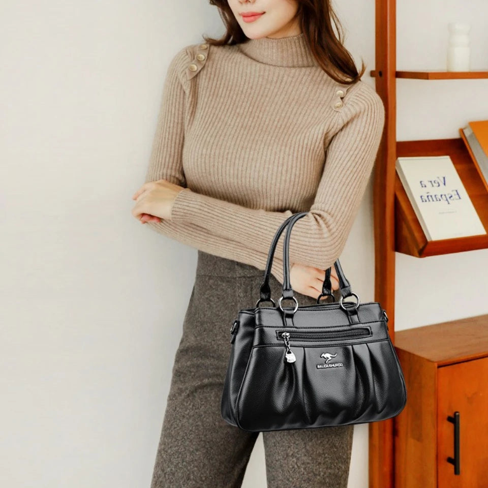 Three Layers Luxury Casual Tote Women Bag High Quality Leather Ladies Hand Bags for Women Big Shoulder Crossbody Bags Sac A Main