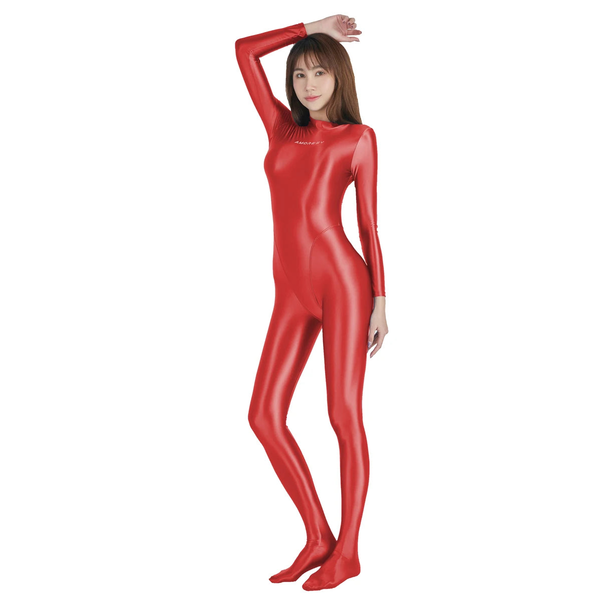 AMORESY Shiny Glitter Diving Surfing Swimwear One-piece Back Zipper Overall Zentai Jumpsuit Sport Gym Bodysuit Catsuit Playsuit