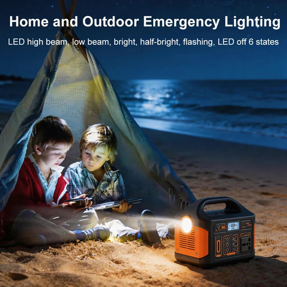 Gaiaray 300W 500W Portable Solar Generator 110V 460.8Wh LiFePO4 Battery  Power Station UPS Backup Power Bank  LED Light for Home Camping Outdoor Emergency Power