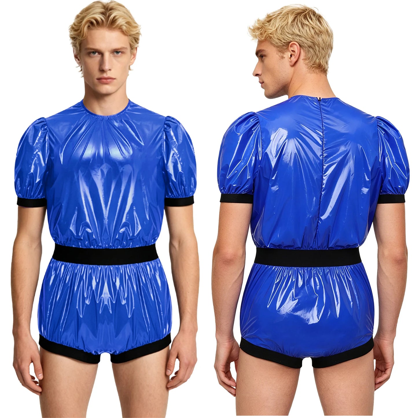 Men Women Waterproof Glossy Bodysuit Leak-proof Washable Diaper Cover Elderly Bedridden Special Needs Adaptive Jumpsuit Swimwear