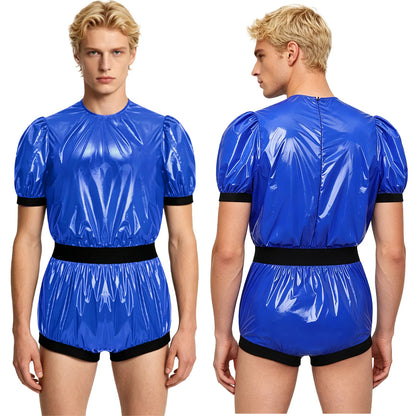 Men Women Waterproof Glossy Bodysuit Leak-proof Washable Diaper Cover Elderly Bedridden Special Needs Adaptive Jumpsuit Swimwear