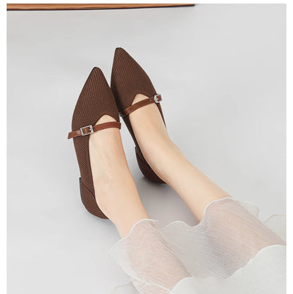 Women's flat shoes with pointed soft knitted sole breathable and comfortable shoes Spring and Autumn 2024 new model