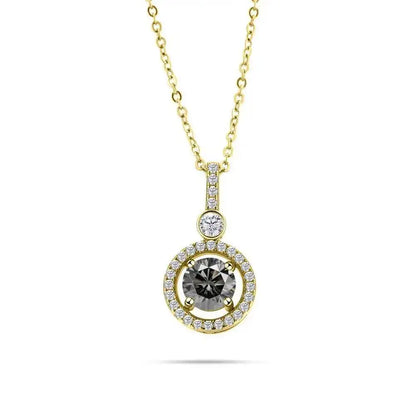 925 Sterling Silver Double Circle Halo Two Stone Drop Pendant Necklace Round Cut D VVS1 Multi Color Moissanite Fine Jewelry
