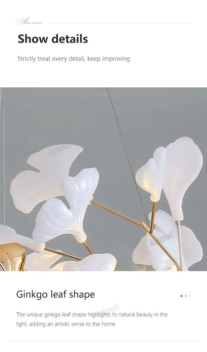 Staircase Ginko Leaf Chandelier Light For High Ceiling Staircase Loft Living Room Hotel Lobby Stairway Luxury Branch Chandeliers