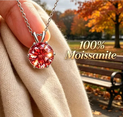Maple leaf red moissanite necklace,simple and luxurious, classic six claw pendant,collarbone chain accessory,hot selling product