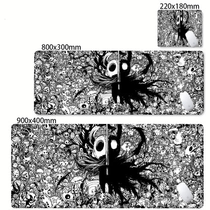 Gaming Mouse Pad Black And White Rubber Office Computer Mouse Mat Hollow Knight Anime Big Mousepad Gamers Desk Keyboard Mats