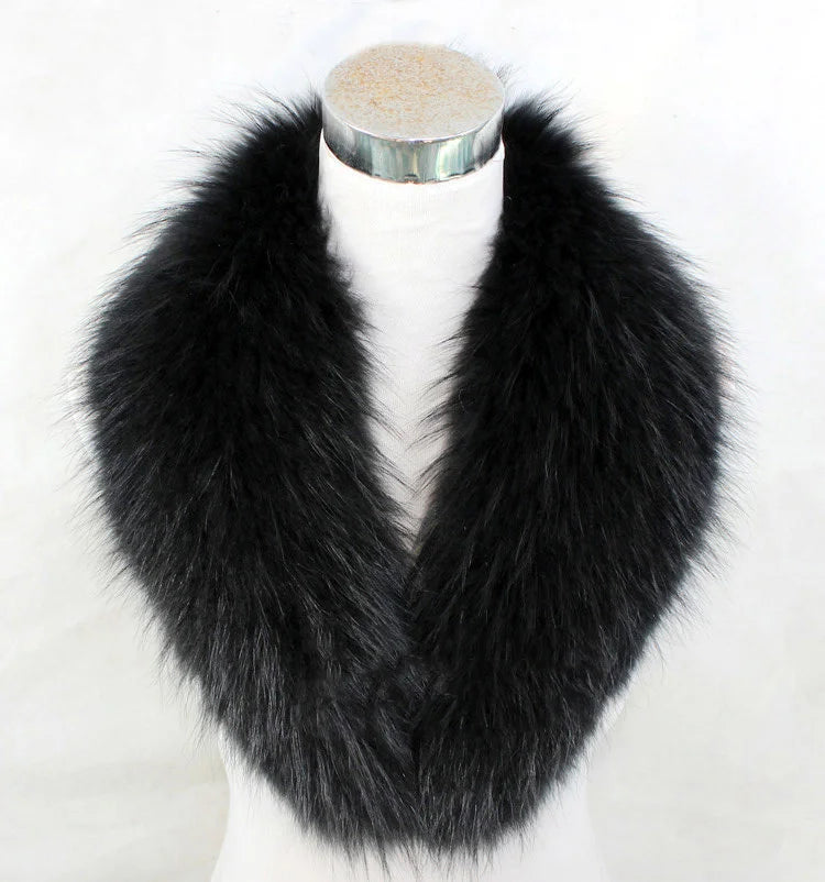 Winter Real Fox Fur Collar Woman Furry Natural Raccoon Fur Scarf Shawls Luxury Neck Warmer Wraps For Coat Fur Scarves Large Size