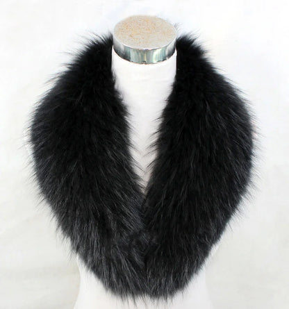 Winter Real Fox Fur Collar Woman Furry Natural Raccoon Fur Scarf Shawls Luxury Neck Warmer Wraps For Coat Fur Scarves Large Size