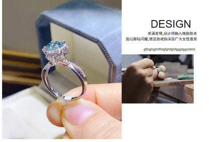 100% Original Certified 18K platinum PT950 Royal Manor 2 Carat Green Moissanite Ring Diamond Ring Comes with Certificate