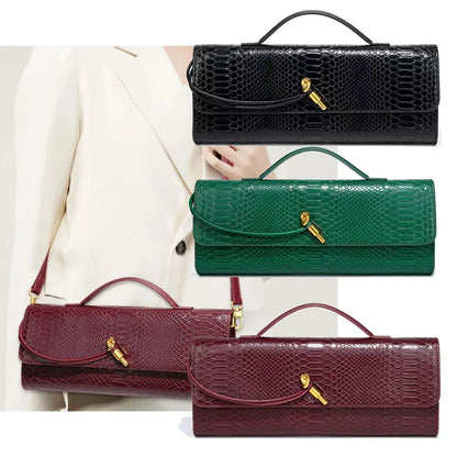 PU Leather Fashion Luxury Top-Handle Bag For Women Evening Handbag Long Purse Crocodile Pattern Crossbody Shoulder Bags