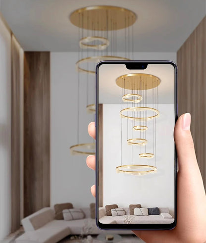Modern ring stairs led lights pendant light lamps for living room led Chandeliers for dining room hanging light indoor lighting