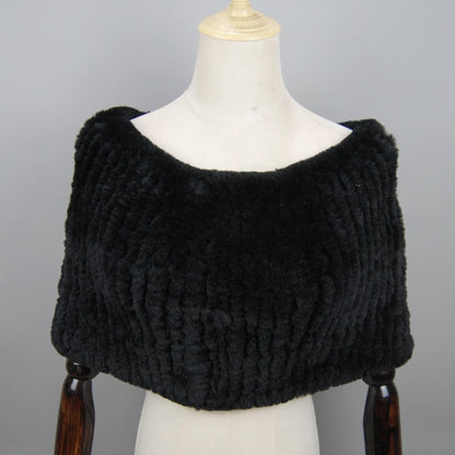 Hot Sale Women Real Rex Rabbit Fur Shawl Natural Real Knitted Real Rex Rabbit Fur Poncho Scarf Autumn Winter Rabbit Fur Pashmina
