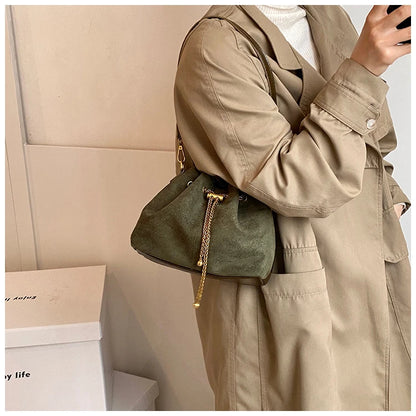 2026 Soft Commuting Crossbody Bags Faux Suede Sewing Hot Sale Bags for WomenThread Solid Color String Women's Handbags