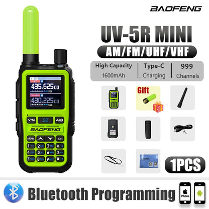 1/2PCS Baofeng UV-5R Mini Green Walkie Talkie With Green 805s 5CM Antenna Frequency Copy Ultralight AM FM UHF VHF 1KM-5KM Range