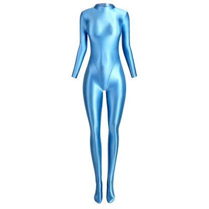 MJINM Spandex Catsuit Women Full Body Shiny Glossy Bodysuits Tight-Fitting Yoga Sport Tights Catsuit Jumpsuits Zentai