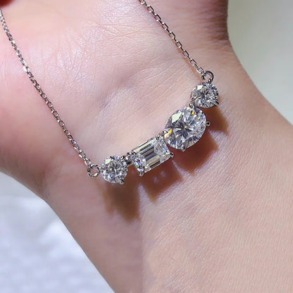 Serenity 5cttw D Color Moissanite Pendant Necklace for Women 100% S925 Sterling Silver Plated 18K Lab Diamond Neck Chain Jewelry