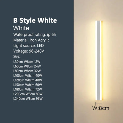 Outdoor Waterproof Wall Lamp LED Strip Background Wall Lamp Stair Garden Lamp Living Room Bedroom Bedside IP65 Wall Lights