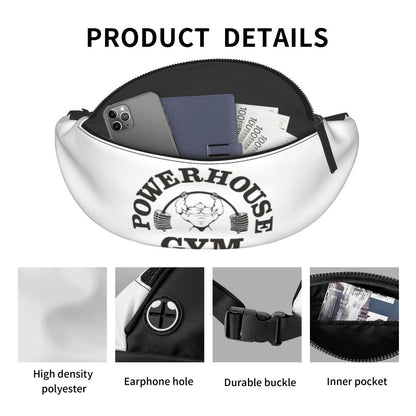 Powerhouse Gym Fanny Bag Custom Bodybuilders Fitness Crossbody Waist Pack Men Women Cycling Camping Phone Money Pouch