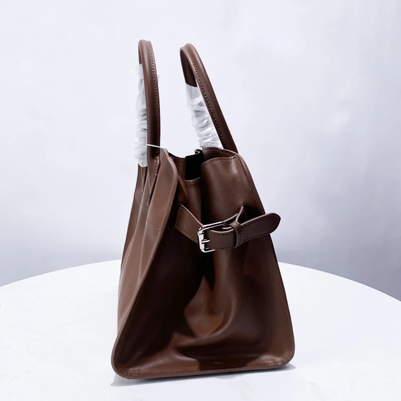 Genuine Leather The Tote Bags For Women Luxury Designer Handbag Purses 2024 New In First Layer Cowhide Large Top Handle Shoulder