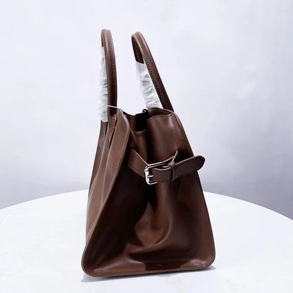 Genuine Leather The Tote Bags For Women Luxury Designer Handbag Purses 2024 New In First Layer Cowhide Large Top Handle Shoulder