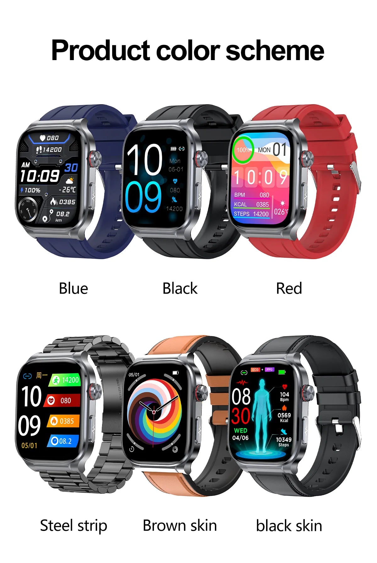 AMOLED Smart Watch ET588 Bluetooth Calling Sports Fitness Tracker Wristwatch ECG Health Monitoring SOS Men Women Smartwatch