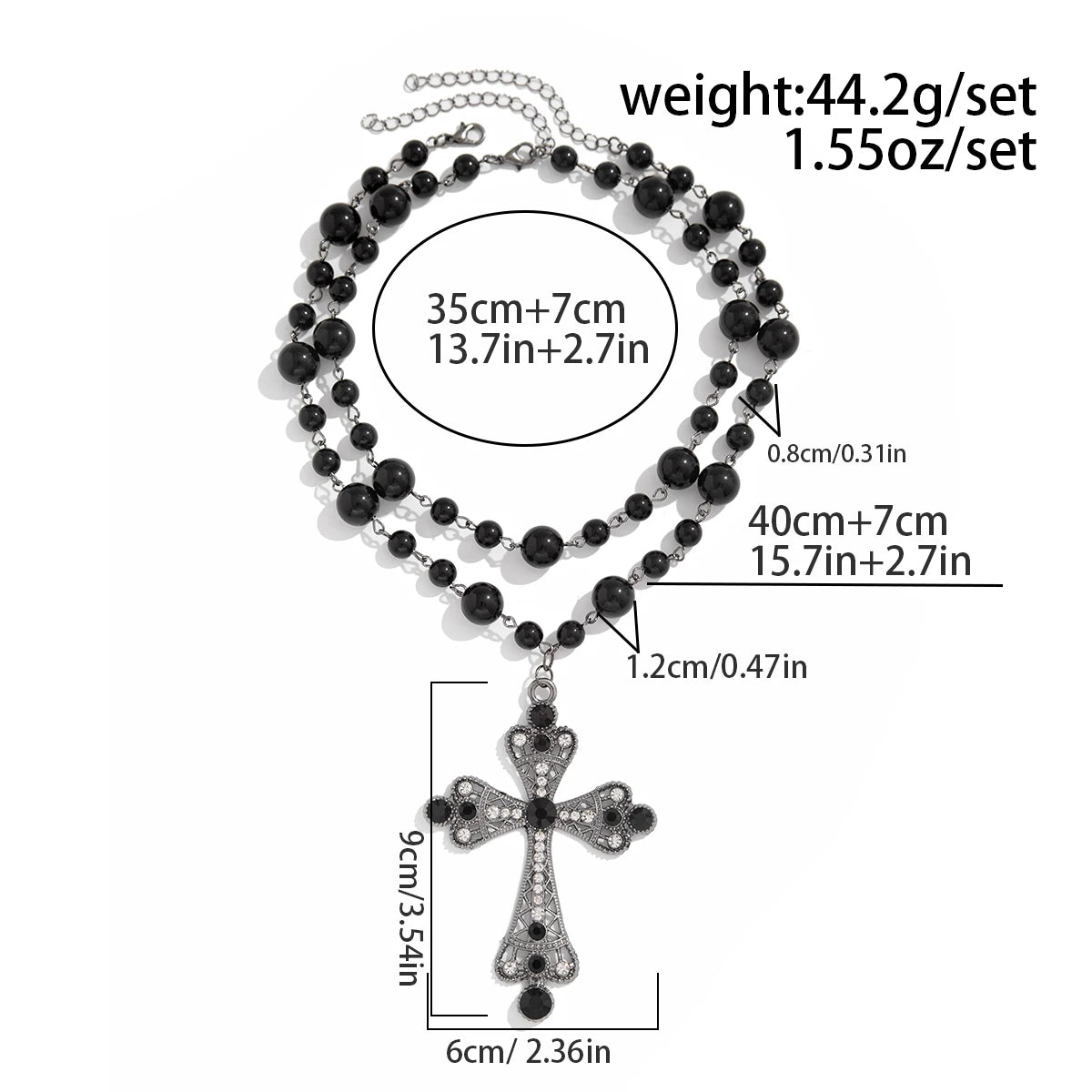 IngeSight.Z Charm Elegant Imitation Pearl Choker Necklace for Men Women New Goth Jesus Cross Pendant Necklace Male Party Jewelry