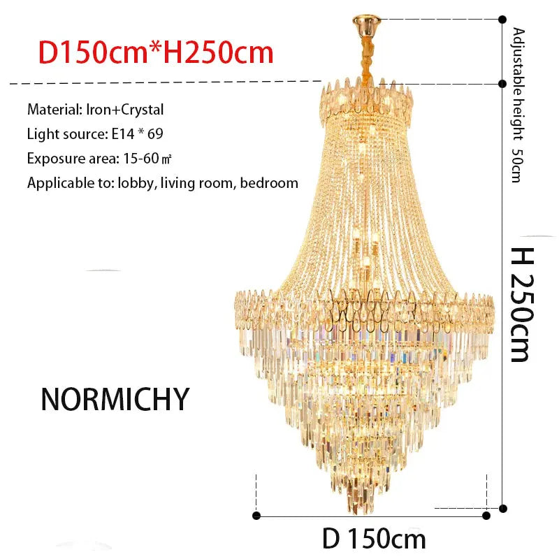 Nordic Modern Crystal Chandelier Wedding Hall Villa Hotel Hall Living Room Home Decoration Ceiling Light Luxurious Pendent Lamp