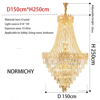 Nordic Modern Crystal Chandelier Wedding Hall Villa Hotel Hall Living Room Home Decoration Ceiling Light Luxurious Pendent Lamp