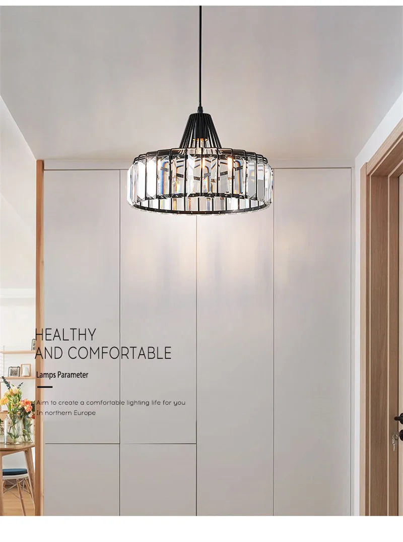 Crystal Pendant Lights Indoor Bedroom Ceiling Chandeliers Lamps Nordic Loft Loby Hanging Light Fixture Hotel Hall Decor Led Lamp
