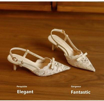 Bow Women's Pointed Toe Sandals Sexy High Heels Fashion Shoes Stilettos Party Slides Sexy Pumps Dress Mujer Zapatos