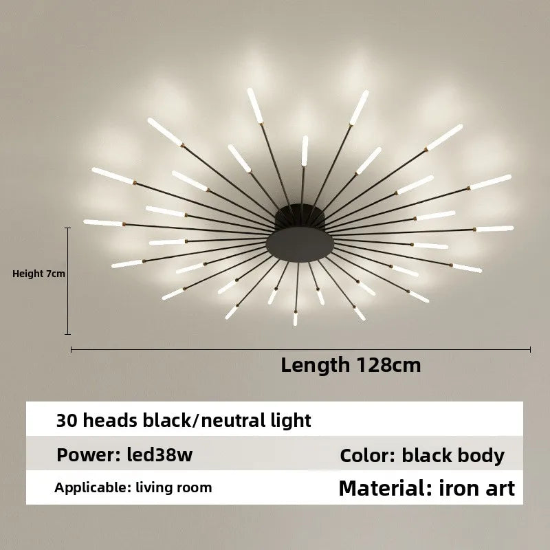 Minimalist LED Ceiling Lamp, Elegant Swirl Firework Design for Living Room, Bedroom, Dining Room