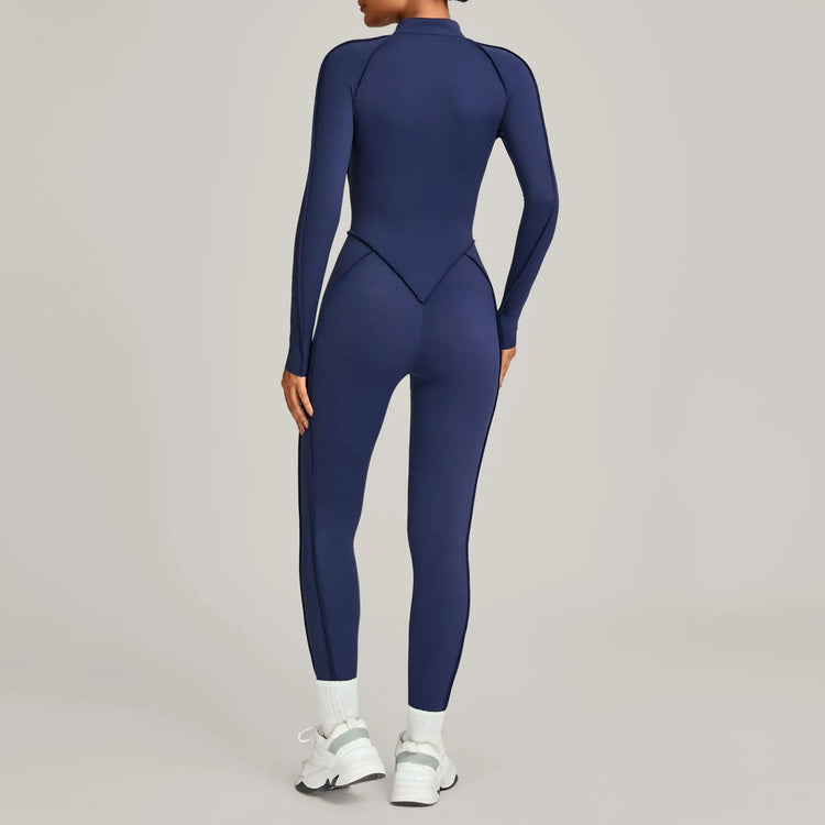 Women's Winter Yoga Jumpsuits Sports Fitness Hip-Lifting Slimming One-piece Zipper Long-Sleeved Outdoor Gym Workout Bodysuits