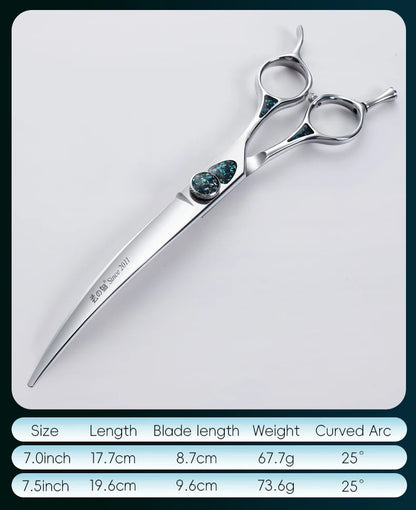 Fenice King Series 7/7.5Inch VG10 Shell Bearing Screws Dog Trimming Grooming Straight Curved Thinner Chunker Pet Scissors Tools