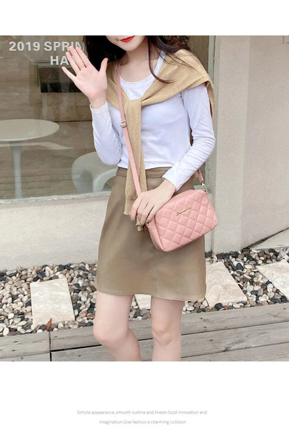 2025 New Small Messenger Bag For Women Trend Lingge Embroidery Camera Female Shoulder Bag Fashion Chain Ladies Crossbody Bags