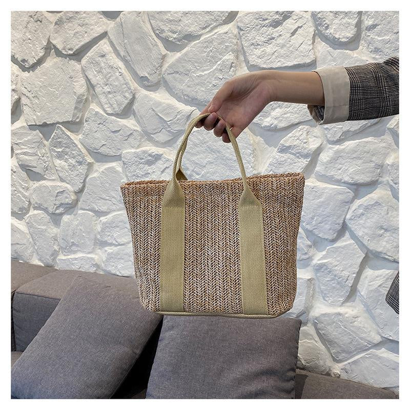 Summer Trend Straw Bags New Popular Hit Color Handbags for Women Zipper Color Matching Tote Bag