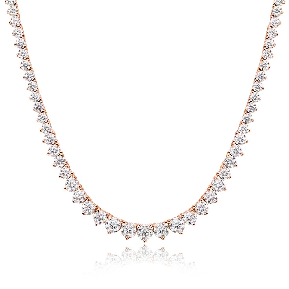 KNOBSPIN 3 Claw D VVS1 Moissanite Tennis Necklace s925 Sterling Silver 18k White Gold GRA Certified Wedding Necklaces for Women