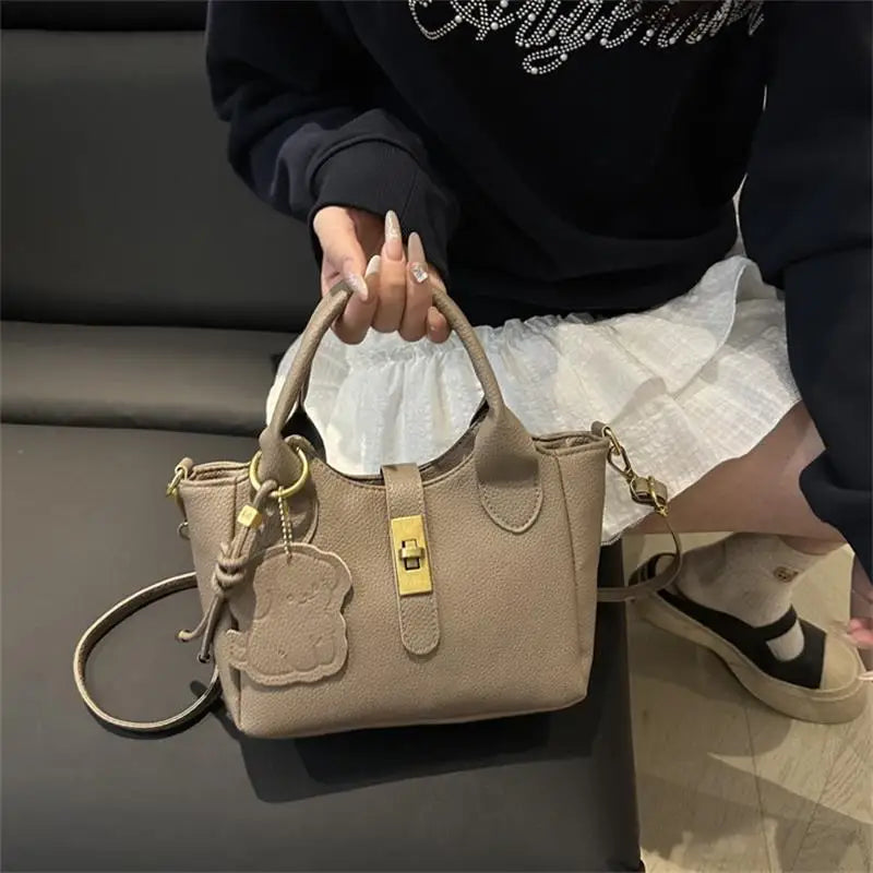 PU Portable Bucket Bag Shoulder Bag Women Fashion Versatile Crossbody Bags Zipper Handbag High Quality Tote Commuter Bags Gifts